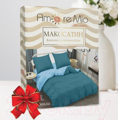 Комплект постельного белья Amore Mio Мако-сатин Lyudmila Микрофибра 1.5сп / 22241 (бирюзовый/голубой)