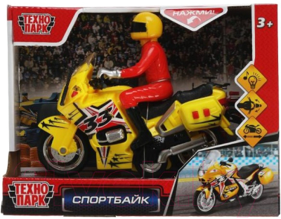 Мотоцикл игрушечный Технопарк Спорт / MOTOFIG-15PLSRT-YE