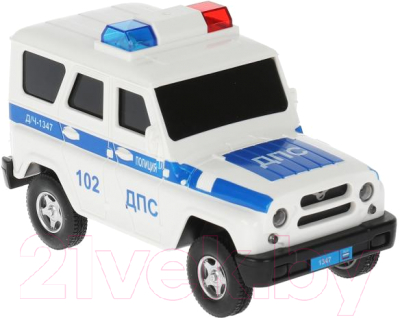 Автомобиль игрушечный Технопарк UAZ Hunter Полиция / HUNTERBLACK-15PLPOL-WH
