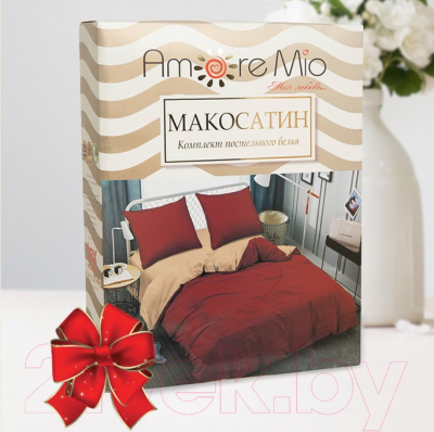 Комплект постельного белья Amore Mio Мако-сатин Leo Микрофибра 1.5сп / 29510 (бордовый)