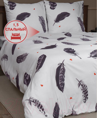 Комплект постельного белья Amore Mio Мако-сатин Fuzz Микрофибра 1.5сп / 93051 (белый/серый)