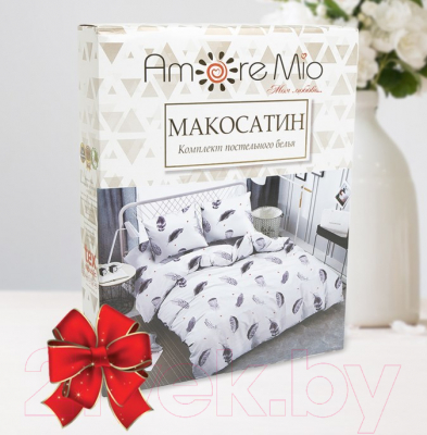 Комплект постельного белья Amore Mio Мако-сатин Fuzz Микрофибра 1.5сп / 93051 (белый/серый)