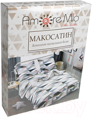 Комплект постельного белья Amore Mio Мако-сатин Crystal Микрофибра 1.5сп / 93786 (бежевый/серый/зеленый)