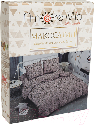 Комплект постельного белья Amore Mio Мако-сатин Dogs Микрофибра 1.5сп / 93042 (коричневый)