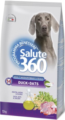 Сухой корм для собак Pet360 Salute 360 Dog Adult Medium/Maxi с уткой и овсом / 103450 (12кг)