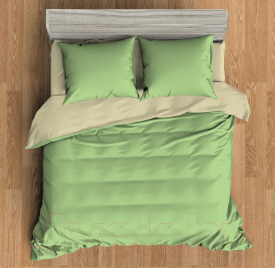 Комплект постельного белья Amore Mio Мако-сатин Нефрит Микрофибра 1.5сп / 29514 (зеленый/бежевый)