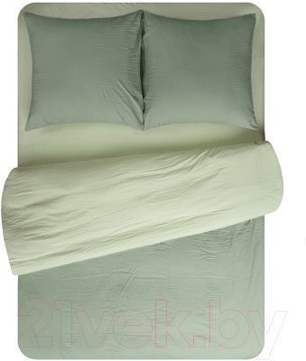 Комплект постельного белья Amore Mio Мако-сатин Малахит Микрофибра 1.5сп / 23495 (бирюзовый/светло-зеленый)