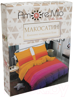 Комплект постельного белья Amore Mio Мако-сатин Spectrum Микрофибра 1.5сп / 93213 (красный/оранж/фуксия/синий)