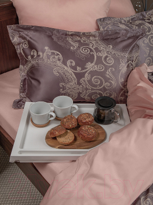 Комплект постельного белья Buenas Noches Сатин Жаккард Presto Евро / 25317 (розовый/лиловый)