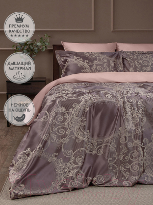 Комплект постельного белья Buenas Noches Сатин Жаккард Presto 2сп / 25316 (розовый/лиловый)