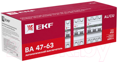 Выключатель автоматический EKF ВА 47-63 3P 6А (C) 6kA / mcb4763-6-3-06C-pro