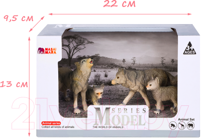 Набор фигурок коллекционных Masai Mara Мир диких животных. Семья серых волков / MM211-212