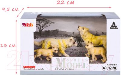 Набор фигурок коллекционных Masai Mara Мир диких животных. Семья полярных волков / MM211-214