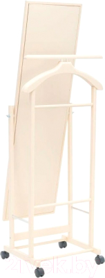Стойка для одежды Мебелик Костюмная с зеркалом на колесах В 24Н (слоновая кость)