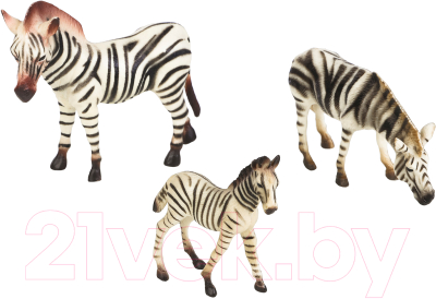 Набор фигурок коллекционных Masai Mara Мир диких животных. Семья зебр / MM211-237