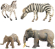 Набор фигурок коллекционных Masai Mara Мир диких животных. Семья зебр и семья слонов / MM211-238 - 