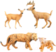 Набор фигурок коллекционных Masai Mara Мир диких животных. Семья тигров и семья оленей / MM211-239 - 