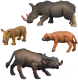 Набор фигурок коллекционных Masai Mara Мир диких животных. Семья буйволов и семья носорогов / MM211-241 - 