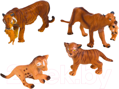 Набор фигурок коллекционных Masai Mara Мир диких животных. Семья львов и семья тигров / MM211-247