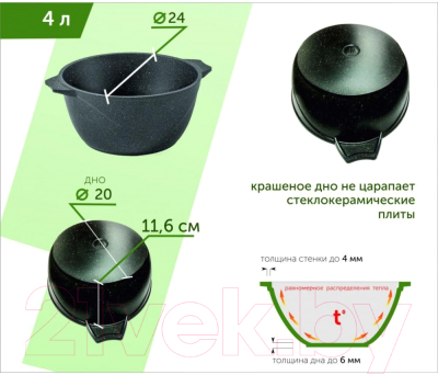 Кастрюля Мечта Гранит 44802 (черный)