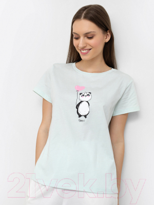 Изображение товара Футболка домашняя Mark Formelle 502714 (р.164/170-88-94, бледно-оливковый/печать)