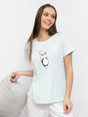 Изображение товара Футболка домашняя Mark Formelle 502714 (р.164/170-88-94, бледно-оливковый/печать)