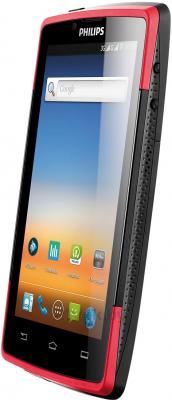 Смартфон Philips Xenium W7555 (Black-Red) - полубоком