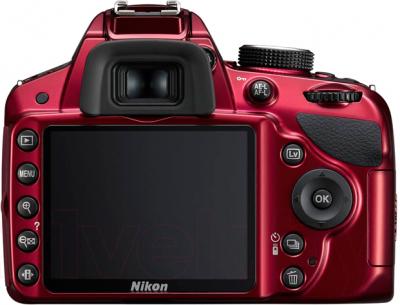 Зеркальный фотоаппарат Nikon D3200 Kit 18-55mm VR II (красный) - вид сзади