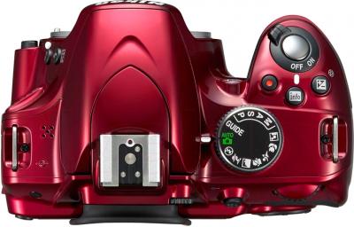 Зеркальный фотоаппарат Nikon D3200 Kit 18-55mm VR II (красный) - вид сверху