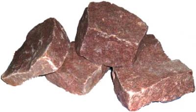 Камни для бани Чевжавара Малиновый кварцит колотый - общий вид