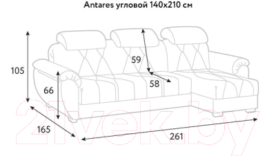 Диван угловой Askona Антарес 140 c БК без подушек (Enrich 2/4036)