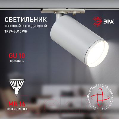 Трековый светильник ЭРА TR39-GU10 WH / Б0053309 (белый)