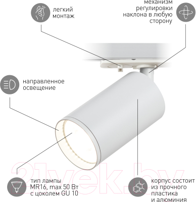 Трековый светильник ЭРА TR39-GU10 WH / Б0053309 (белый)