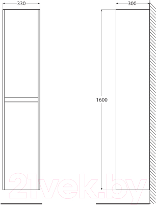 Шкаф-пенал для ванной BelBagno Kraft-1600-2A-SC-BO-L