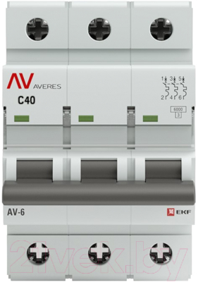 Выключатель автоматический EKF Averes AV-6 3P 40A (C) 6kA / mcb6-3-40C-av