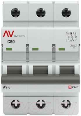 Выключатель автоматический EKF Averes AV-6 3P 50A (C) 6kA / mcb6-3-50C-av