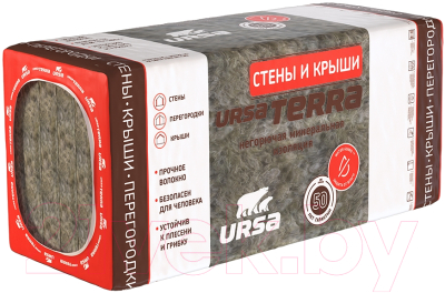 Минеральная вата Ursa Terra 36 PN Стены и крыши 1250-610-50 (упаковка 10шт)
