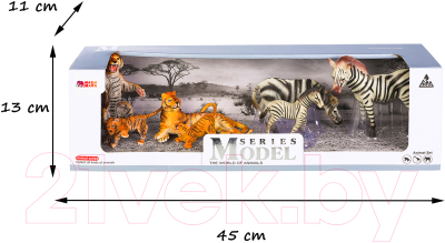 Набор фигурок коллекционных Masai Mara Мир диких животных. Семья тигров и семья зебр / MM211-254