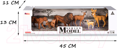 Набор фигурок коллекционных Masai Mara Мир диких животных. Семья львов и семья оленей / MM211-285