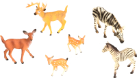 Набор фигурок коллекционных Masai Mara Мир диких животных. Семья зебр и семья оленей / MM211-286 - 
