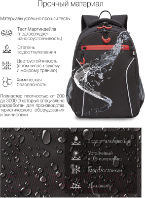 Школьный рюкзак Grizzly RB-259-3 (черный/красный)