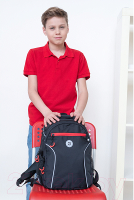 Школьный рюкзак Grizzly RB-259-3 (черный/красный)