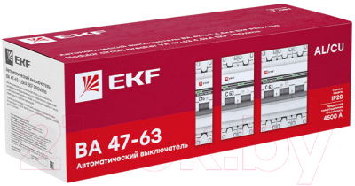 Выключатель автоматический EKF PROxima ВА 47-63 4P 16А (C) 4.5kA / mcb4763-4-16C-pro
