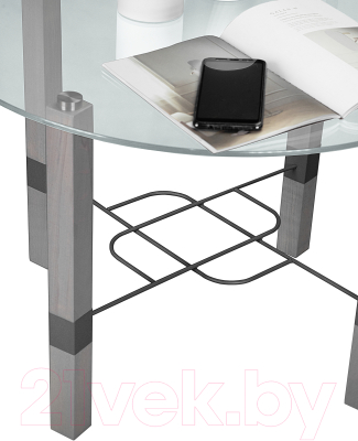 Журнальный столик Мебелик Лючия 3101 (серый бетон/серый/прозрачное)