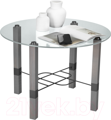Журнальный столик Мебелик Лючия 3101 (серый бетон/серый/прозрачное)