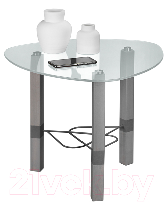 Журнальный столик Мебелик Лючия 2103 (серый бетон/серый/прозрачное)