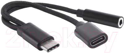 Кабель/переходник Atom USB Type-C 3.1 - 3.5 Jack/USB Type-C (0.15м, черный)
