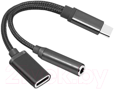 Кабель/переходник Atom USB Type-C 3.1 - 3.5 Jack/USB Type-C (0.15м, черный)