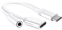 Кабель/переходник Atom USB Type-C 3.1 - 3.5 Jack/USB Type-C (0.15м, серебристый) - 