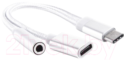 Кабель/переходник Atom USB Type-C 3.1 - 3.5 Jack/USB Type-C (0.15м, серебристый)